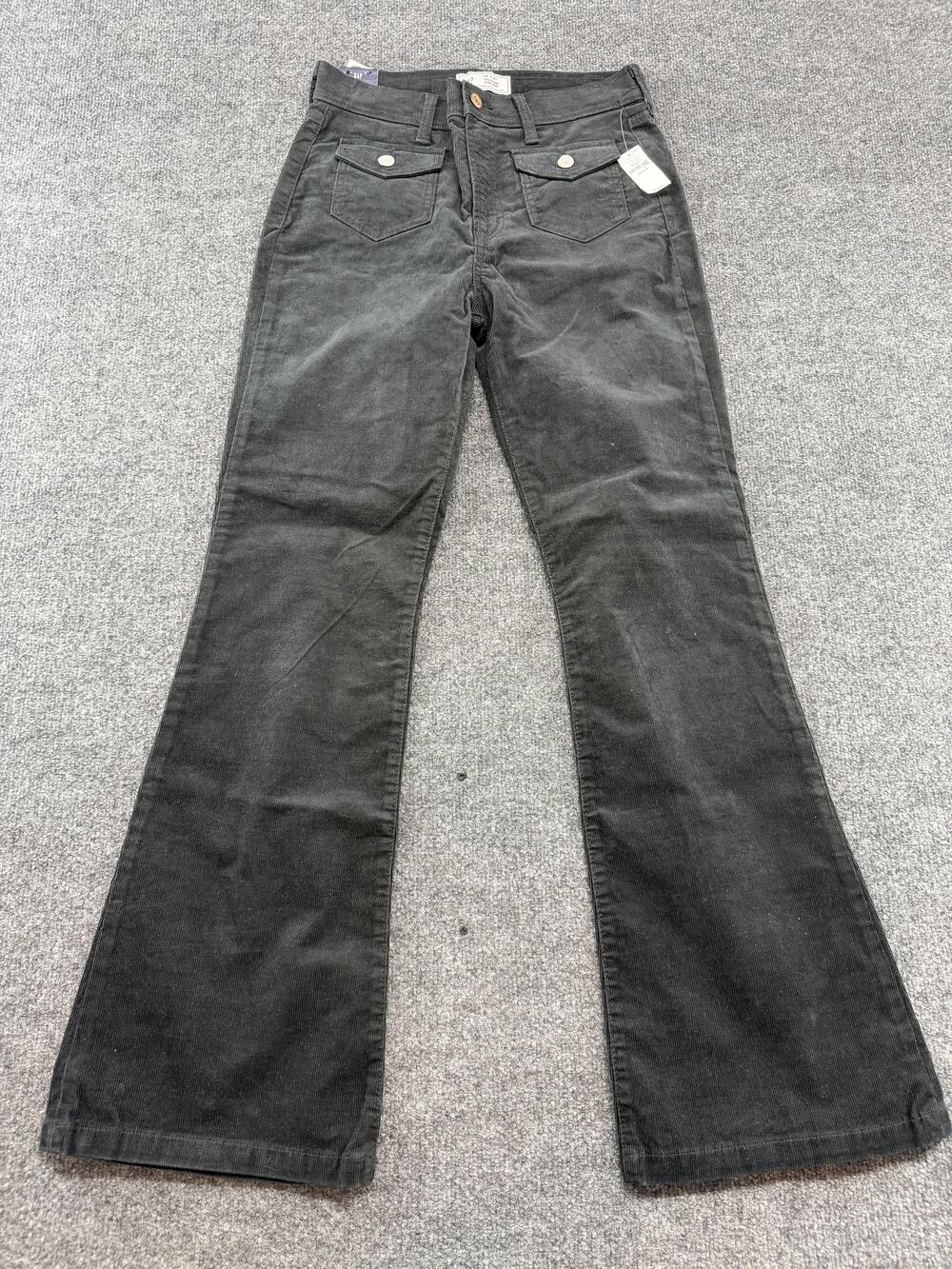 Gap 70s Flare High Rise Corduroy Pants Womens 6 Black Stretch Pockets NWT